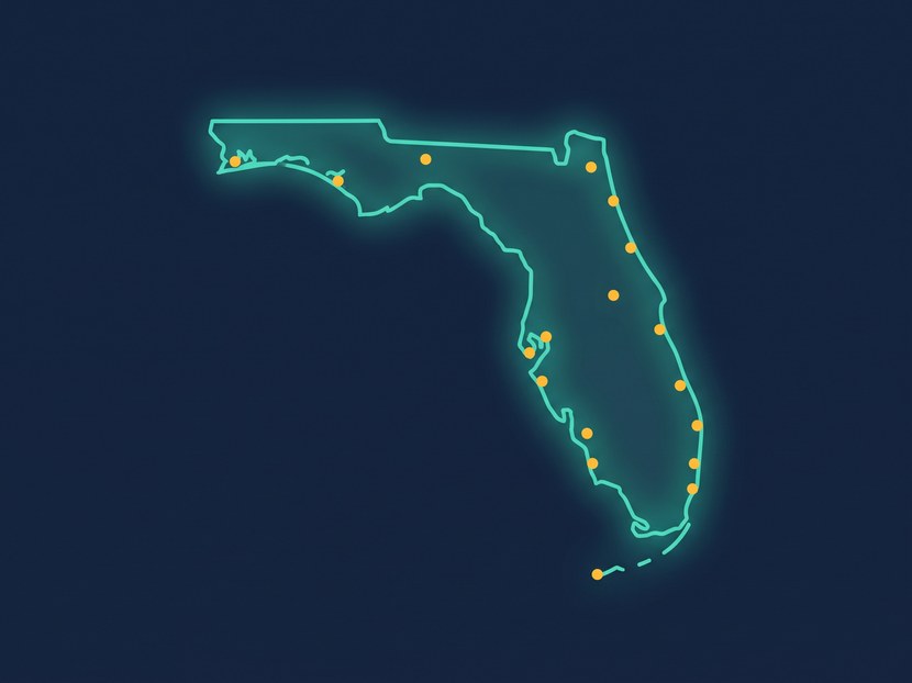 Florida service area map with highlighted regions